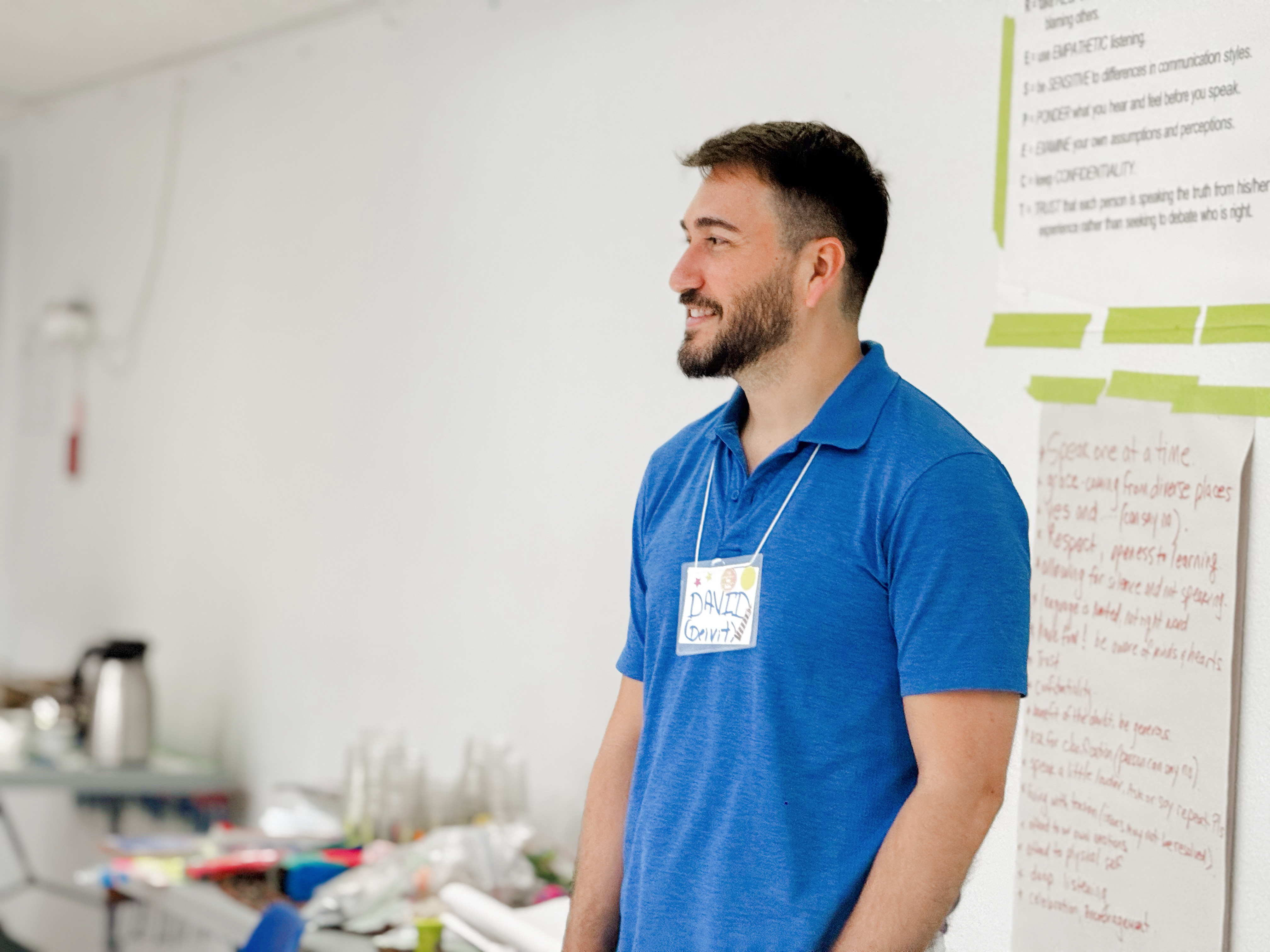 David teaching at a whiteboard